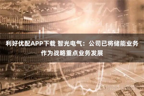 利好优配APP下载 智光电气：公司已将储能业务作为战略重点业务发展